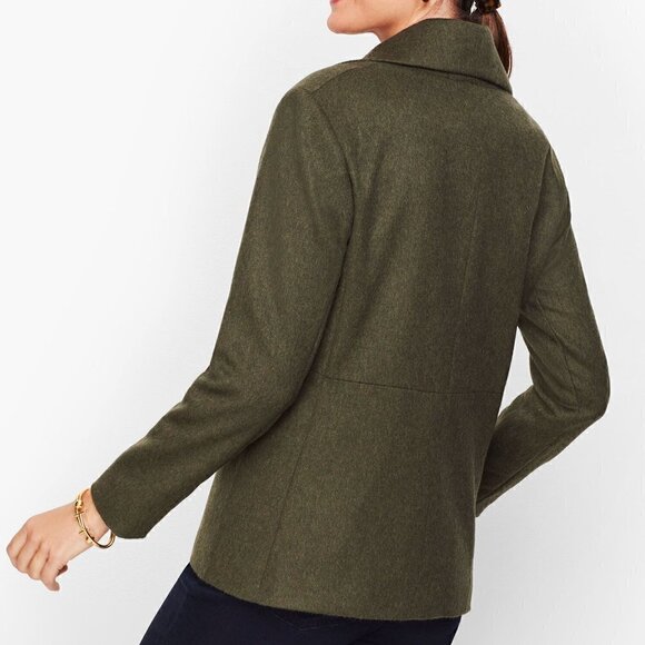 Talbots Brushed Italian Wool Double Breasted Jacket Blazer Olive Green Size 12 - Picture 3 of 13